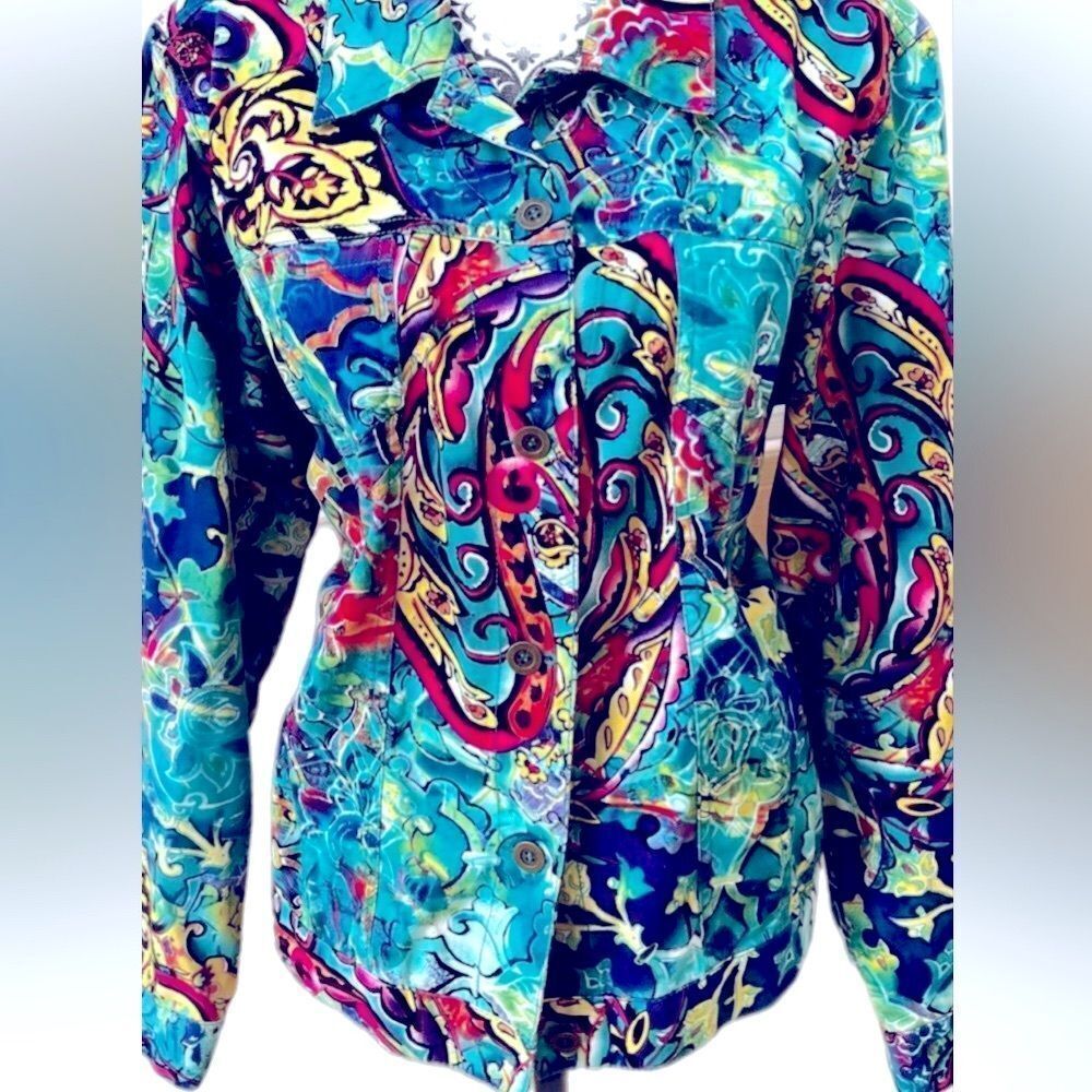 Additions by Chico's Women's Multicolor Light Button Up Jacket Size Chico’s 0